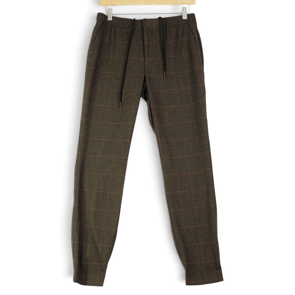 Express Mens S Brown Plaid Drawstring Pants Extra Slim Dark Academia Preppy